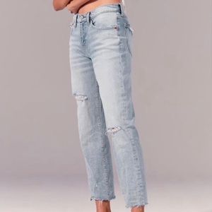 Abercrombie & Fitch The Boyfriend Mid Rise Distressed Jean